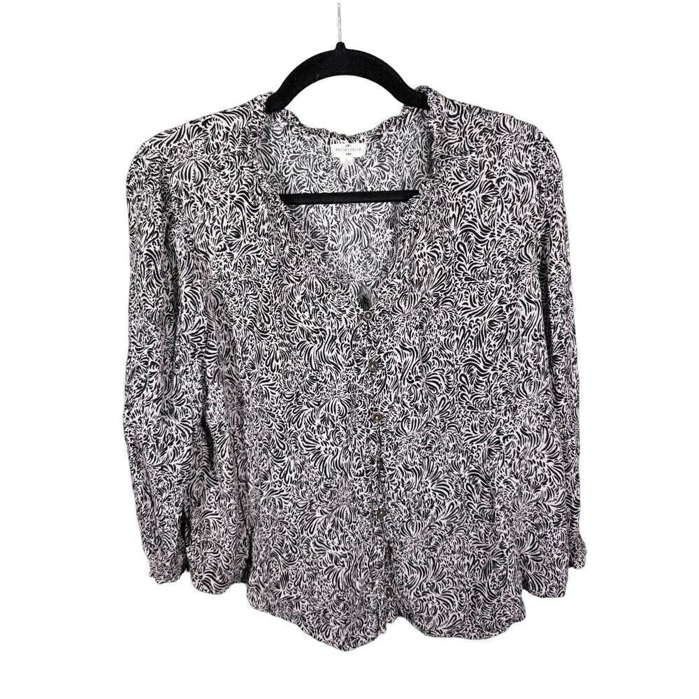 Mason & Belle Black and White Floral Printed Blouse L